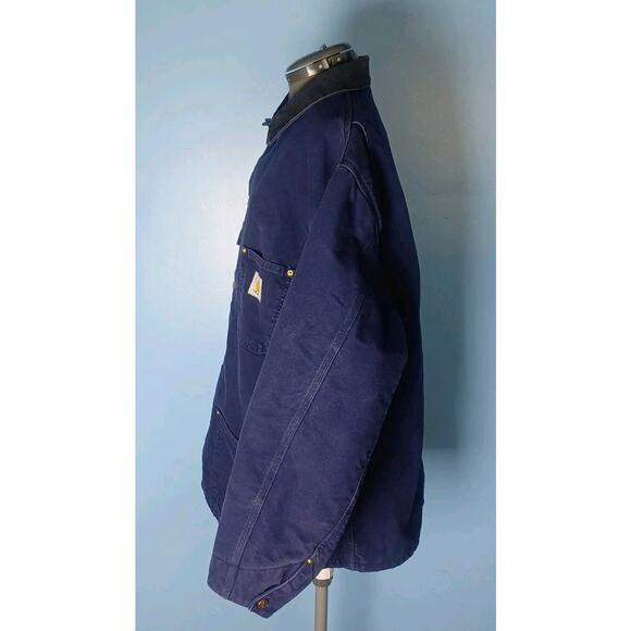 VINTAGE Carhartt Chore Indiglo Blue Jacket Men Blanket Lined Made USA Canvas 2XL - Picture 14 of 16